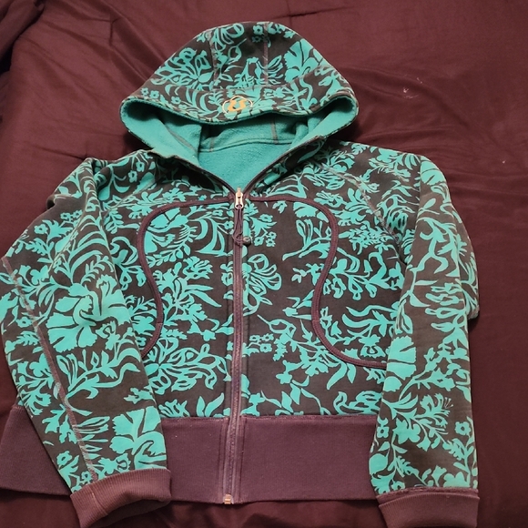 lululemon athletica Jackets & Blazers - Lululemon Vintage Y2K Reversible Floral Scuba Hoodie Sz 10